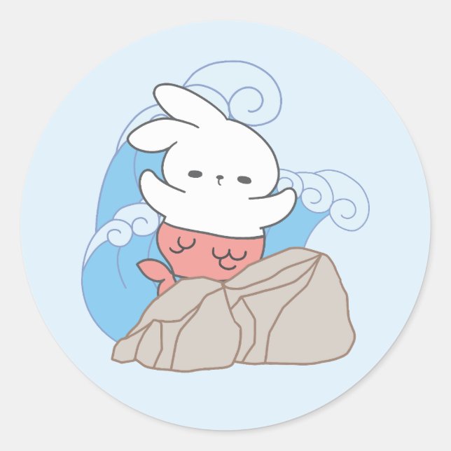Pegatina Redonda La conejita de la sirena se aventura una pizca de  (Anverso)