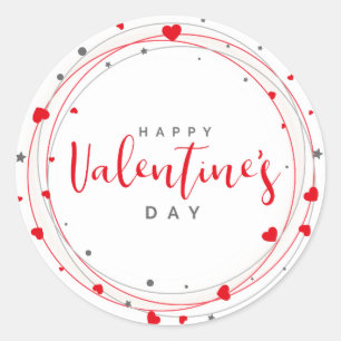 Pegatina Redonda La corazón de San Valentín