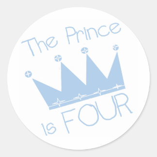 Pegatina Redonda La Corona del Príncipe 4ª camisetas de cumpleaños 