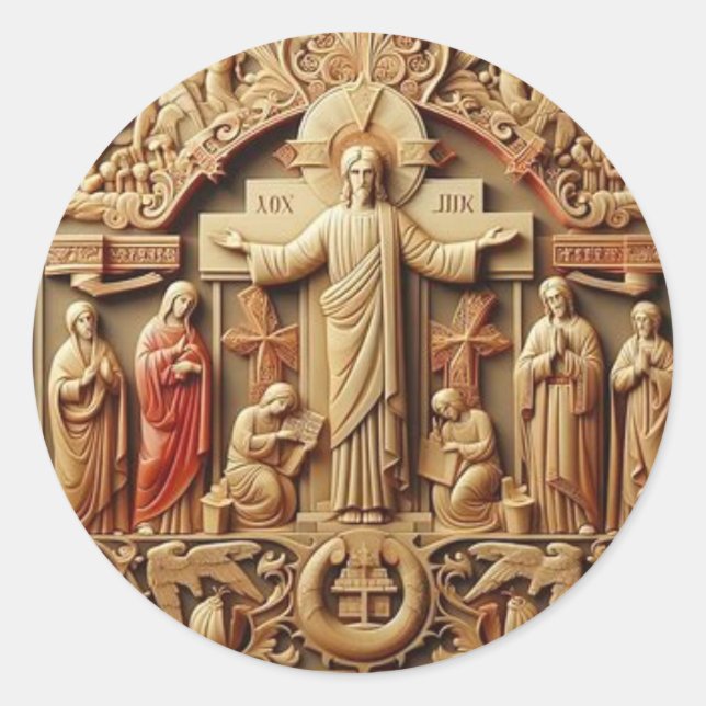 Pegatina Redonda La crucifixión (Anverso)