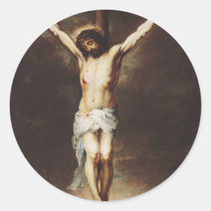 Pegatina Redonda La crucifixión de Bartolomé Esteban Murillo