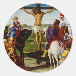 Pegatina Redonda La Crucifixión por Benvenuto di Giovanni