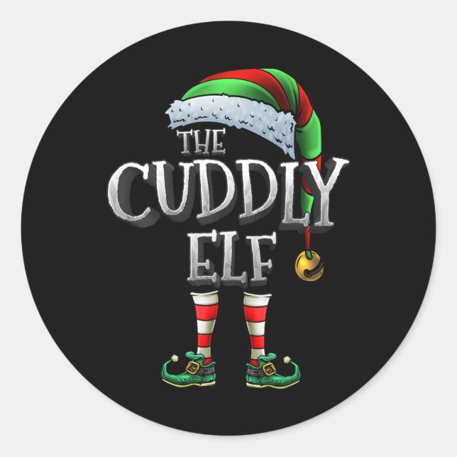 Pegatina Redonda La Cuadridísima Familia Elf Que Coincide Con El Na (Anverso)