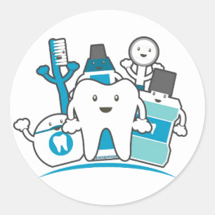 Pegatina Redonda La cuadrilla limpia de los dientes