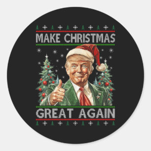 Pegatina Redonda La curiosa Santa Trump hace a los Navidades grande