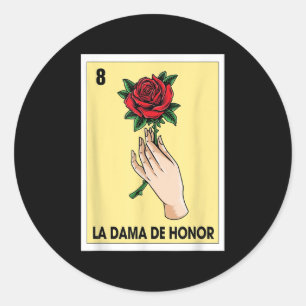 Pegatina Redonda La dama de honor mexicana tarjeta de bingo novia B
