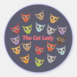 Pegatina Redonda La dama del gato