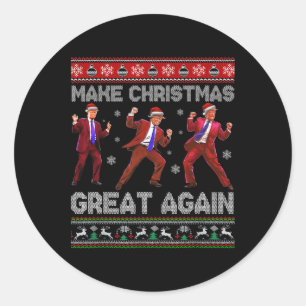 Pegatina Redonda La danza de Santa Trump vuelve a hacer grandes a l