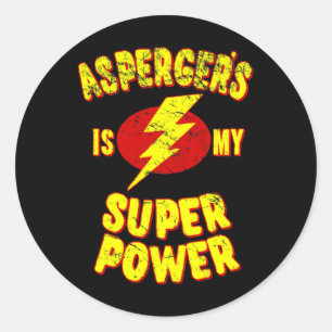 Pegatina Redonda La de Asperger es mi superpotencia