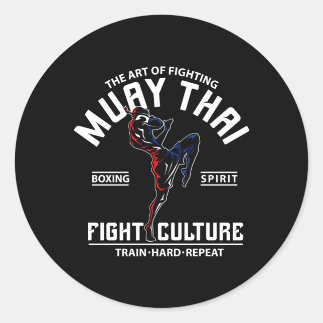 Pegatina Redonda La De Luchar Contra Muay Thai (Anverso)