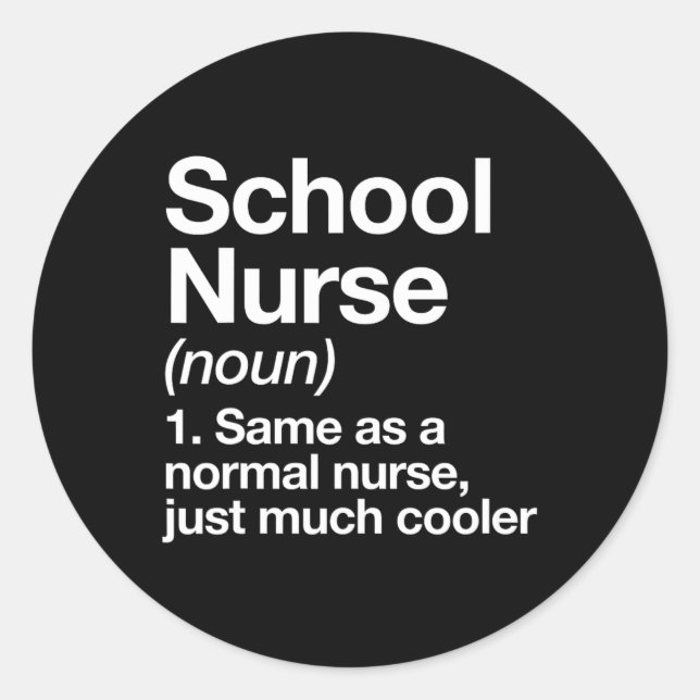 Pegatina Redonda La Definición De Enfermería Es Graciosa De Volver  (Anverso)