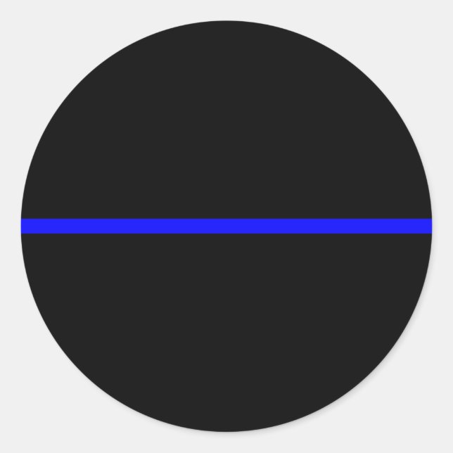 Pegatina Redonda La delgada línea azul simbólica sobre negro sólido (Anverso)