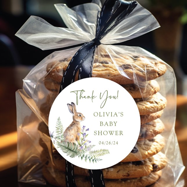 Pegatina Redonda La Delicia de la Naturaleza Baby Shower de Conejo (Subido por el creador)