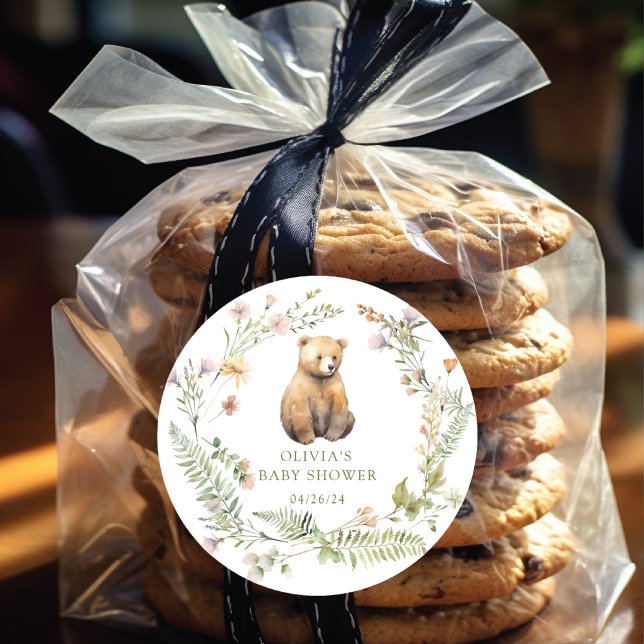 Pegatina Redonda La Delicia de la Naturaleza Oso Baby Shower (Subido por el creador)