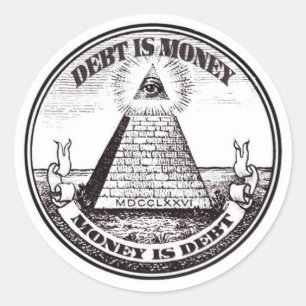 Pegatina Redonda la deuda es dinero