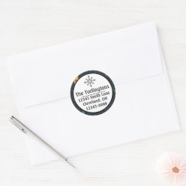 Pegatina Redonda La dirección de regreso de las casas de copos de n