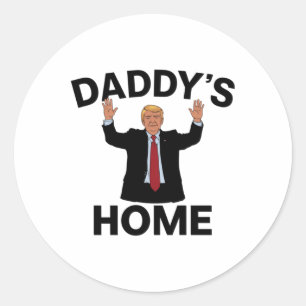 Pegatina Redonda La divertida casa de Trump Daddy