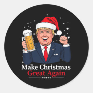 Pegatina Redonda La divertida cerveza Trump Drink