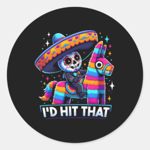 Pegatina Redonda La divertida Fiesta mexicana Pinatas que habría ll
