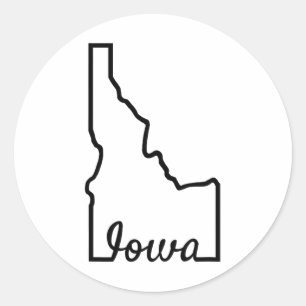Pegatina Redonda La divertida geografía de Idaho Iowa mezcla el Chi