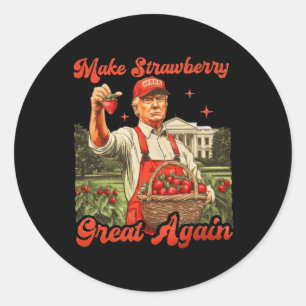 Pegatina Redonda La divertida temporada de fresas de Trump hace que
