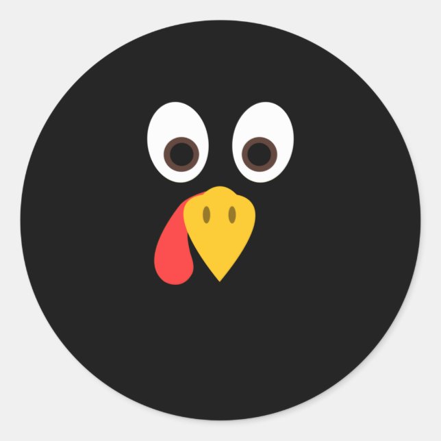 Pegatina Redonda La divertida Turquía enfrenta el día de Acción de  (Anverso)