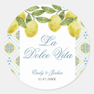 Pegatina Redonda La Dolce Vita Bodas de Limón Italianas