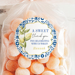 Pegatina Redonda La Dolce Vita Gracias por el limón italiano