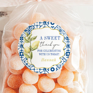 Pegatina Redonda La Dolce Vita Gracias por el limón italiano