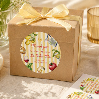 Pegatina Redonda La Dolce Vita Italian Bridal Shower Thank you