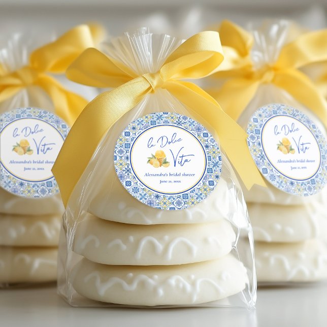 Pegatina Redonda La Dolce Vita Italiana Summer Bridal Shower Favor (Subido por el creador)