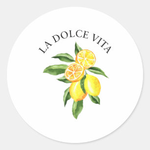 Pegatina Redonda La Dolce Vita Lemon Italiano Limoncello Amal