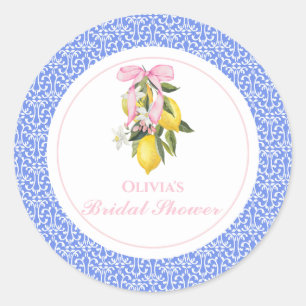 Pegatina Redonda La Dolce Vita Lemon Pink Bow Bridal Ducha