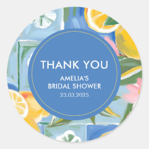 Pegatina Redonda La dolce vita mediterranean Summer Bridal Shower