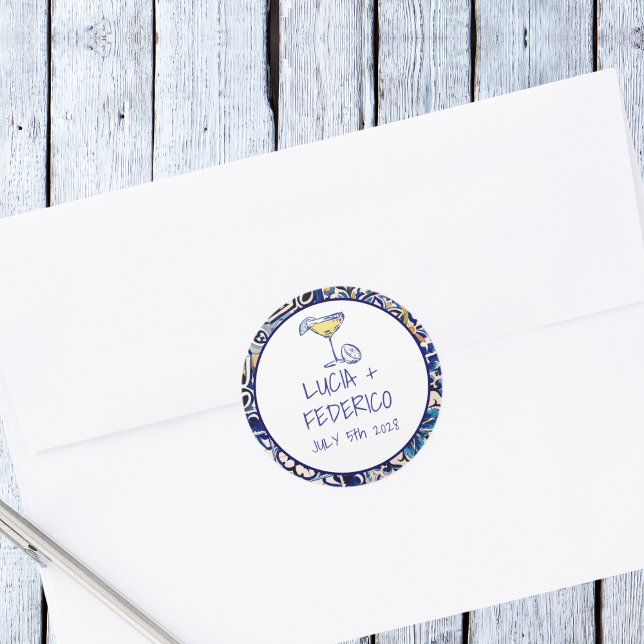 Pegatina Redonda La Dolce Vita mediterráneo azulejos azules italian (Subido por el creador)