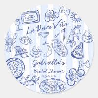 La dolce vita rayas azules ducha de novia italiana