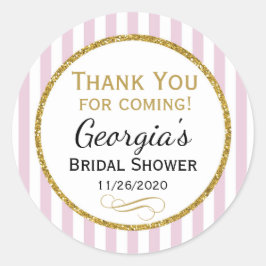 Pegatina Redonda La ducha de novia rosada Gracias Por Favorecer Las