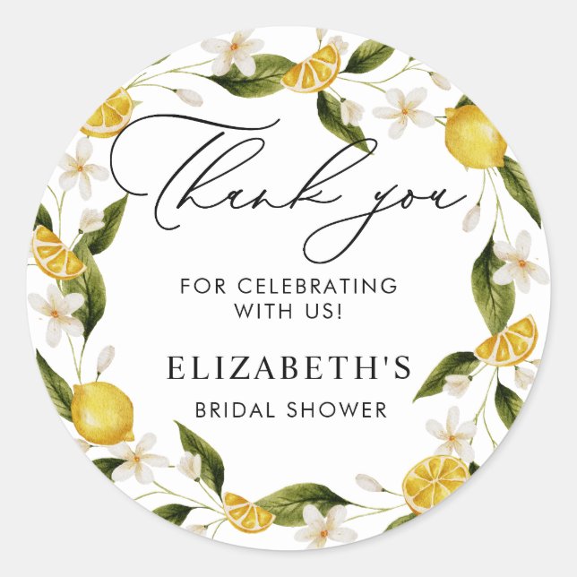 Pegatina Redonda La ducha nupcial de Her Main Squeeze Lemons (Anverso)