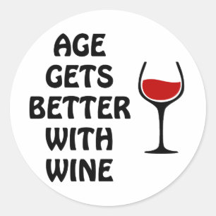 Pegatina Redonda La Edad Mejora Con El Vino