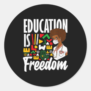 Pegatina Redonda La educación de la historia negra es libertad