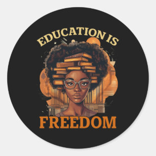Pegatina Redonda La educación es la libertad los libros de profesor