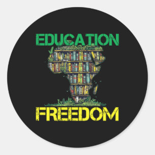 Pegatina Redonda La educación es libertad, el mes de la historia ne