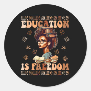 Pegatina Redonda La educación es libertad historia negra afroameric