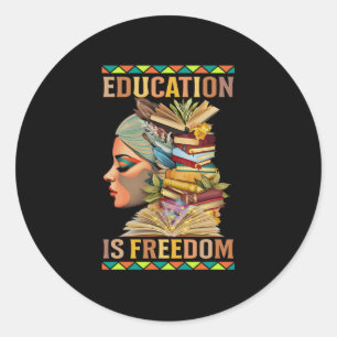 Pegatina Redonda La educación es libertad historia negra afroameric