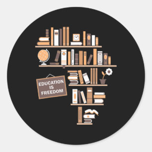 Pegatina Redonda La educación es libertad historia negra afroameric