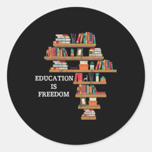 Pegatina Redonda La educación es libertad Historia Negra Afroameric