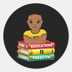 Pegatina Redonda La educación es libertad Mes de historia negra El 