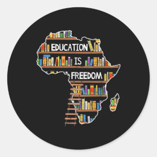 Pegatina Redonda La educación es libertad para la historia negra af