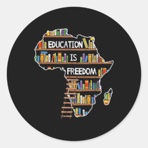 Pegatina Redonda La educación es libertad para la historia negra af