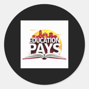 Pegatina Redonda La educación paga el diseño de la oferta de aprend